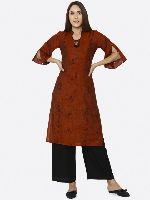 

shiloh Women Rust Brown Printed Kurta with Palazzos