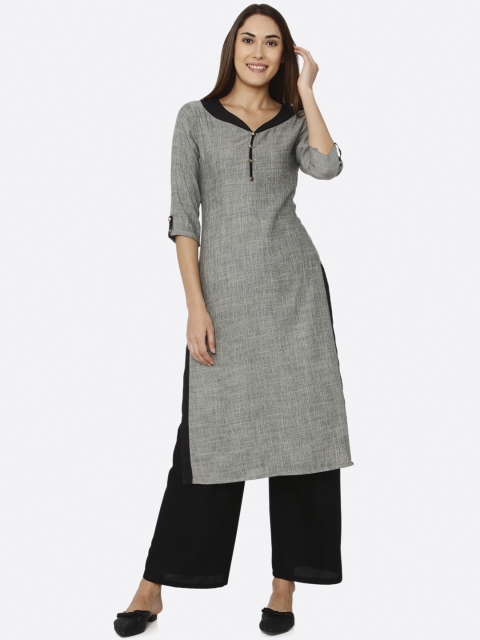 

shiloh Women Grey Self Design Kurta with Palazzos