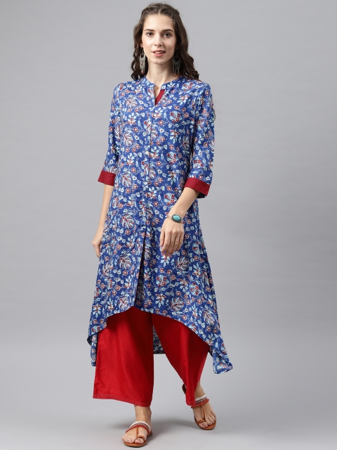 

Alena Women Blue Printed A-Line Kurta