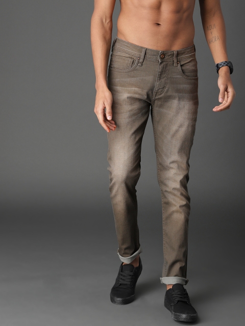 

The Roadster Lifestyle Co Men Olive Green Skinny Fit Mid-Rise Clean Look Stretchable Jeans