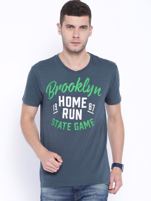 

Fox Navy Printed T-shirt, Navy blue