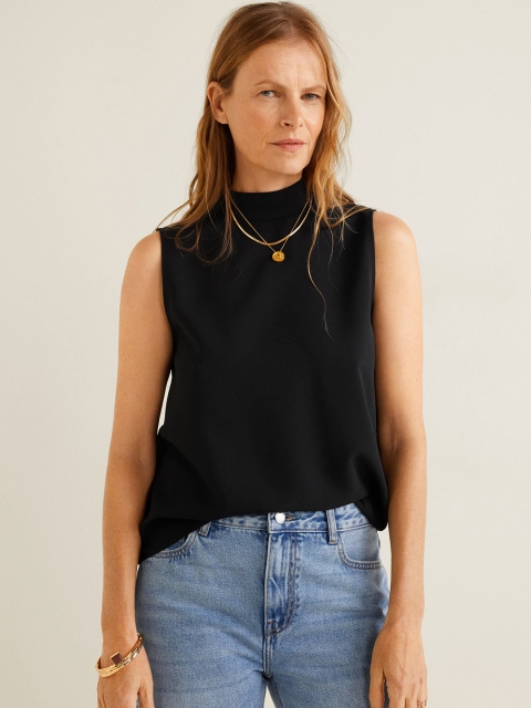 

MANGO Women Black Solid Top