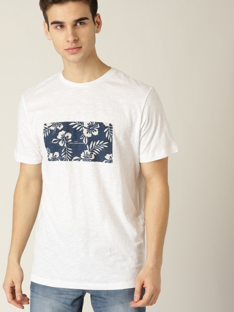 

MANGO MAN White Printed Round Neck T-shirt