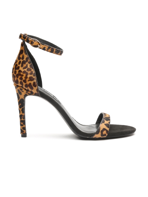 

MANGO Women Brown Leopard Print Leather Slim Heels