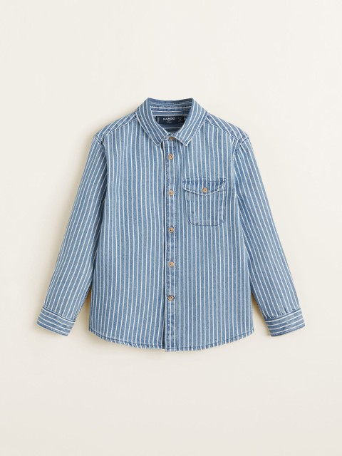 

Mango Kids Boys Blue & White Regular Fit Striped Casual Shirt