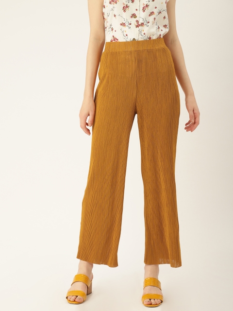 

MANGO Women Mustard Yellow Regular Fit Parallel Trousers