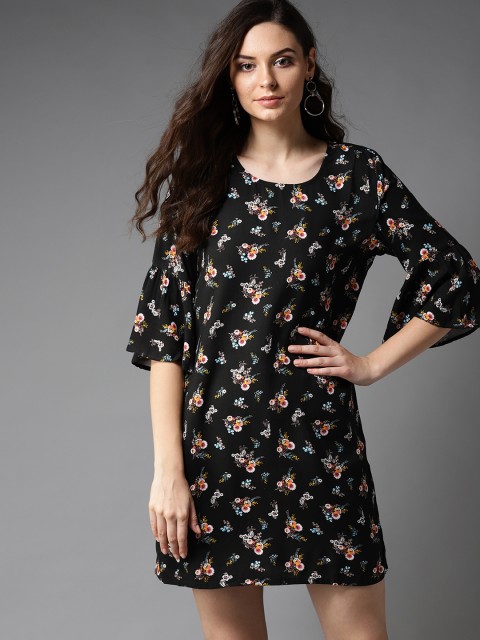 

HERE&NOW Women Black & White Printed A-Line Dress
