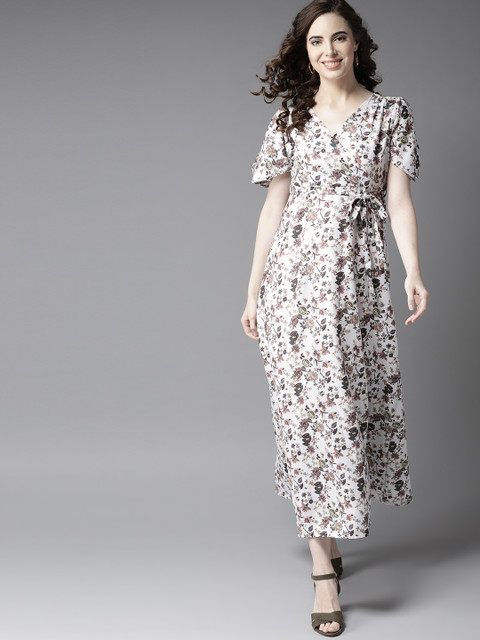 

HERE&NOW Women White & Green Maxi Dress