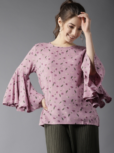 

HERE&NOW Women Purple Printed Top