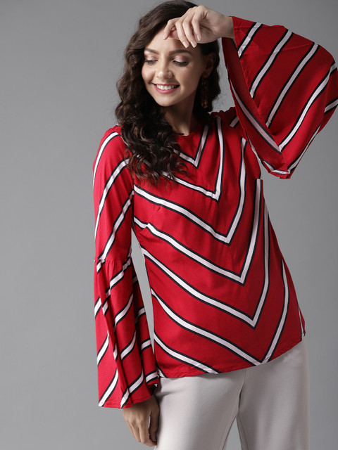

HERE&NOW Women Red & White Striped Top