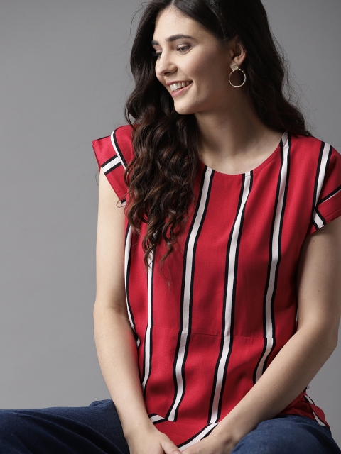 

HERE&NOW Women Red & White Striped Top