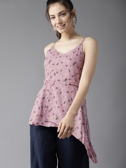 

HERE&NOW Women Purple Printed A-Line Top
