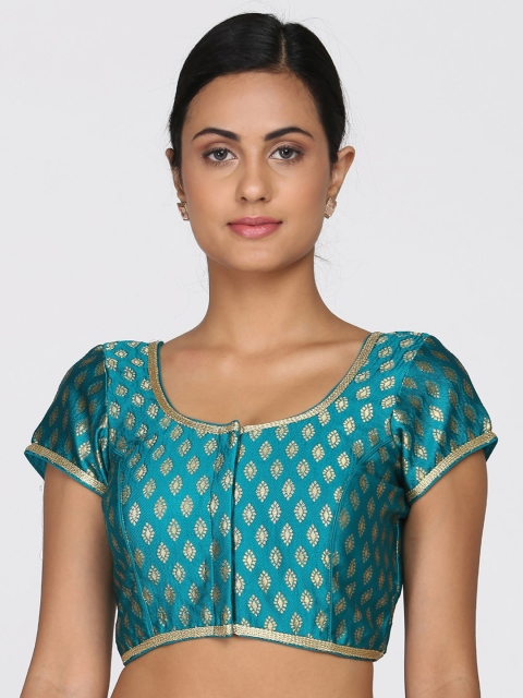 

Soch Women Green & Gold-Toned Embroidered Saree Blouse