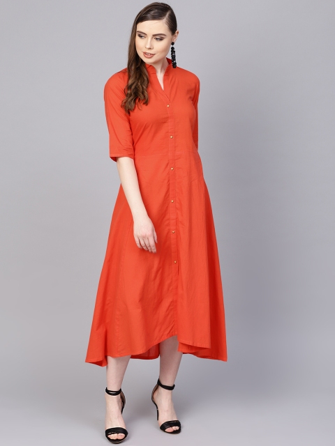 

AASI - HOUSE OF NAYO Women Orange Solid A-Line Dress