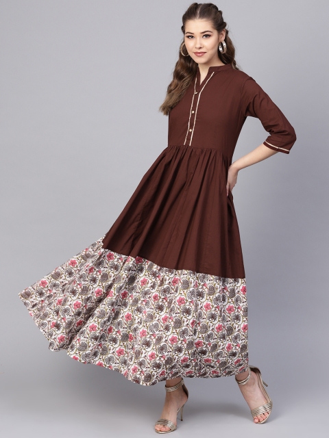 

AASI - HOUSE OF NAYO Women Brown Solid Maxi Dress