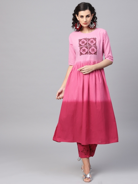 

AASI - HOUSE OF NAYO Women Pink Dyed Kurta with Trousers