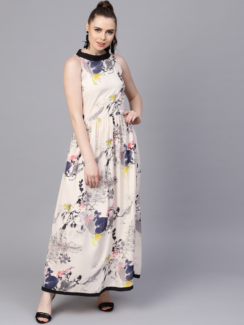 

AASI - HOUSE OF NAYO Women Cream-Coloured Printed Maxi Dress