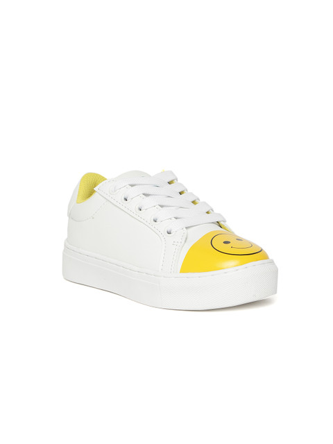 

United Colors of Benetton Unisex White & Yellow Printed Sneakers