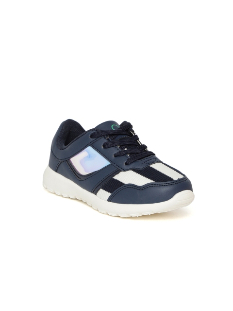 

United Colors of Benetton Unisex Navy & White Striped Sneakers, Navy blue