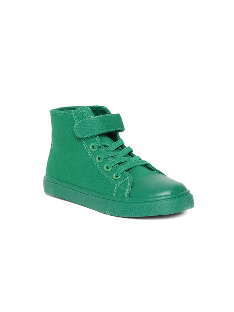 

United Colors of Benetton Kids Green Solid Mid-Top Sneakers