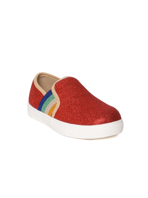 

United Colors of Benetton Girls Red Shimmer Slip-On Sneakers