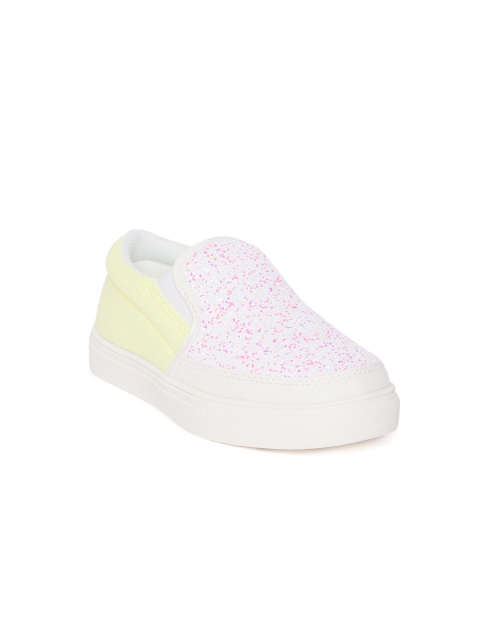 

United Colors of Benetton Girls Off-White & Yellow Slip-On Sneakers