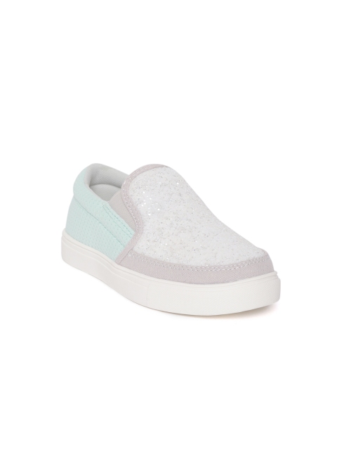 

United Colors of Benetton Girls Off-White & Blue Slip-On Sneakers, Silver
