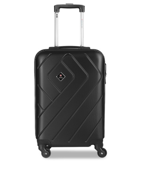 

SWISS MILITARY Unisex Black Textured Hard-Sided Cabin Trolley Bag