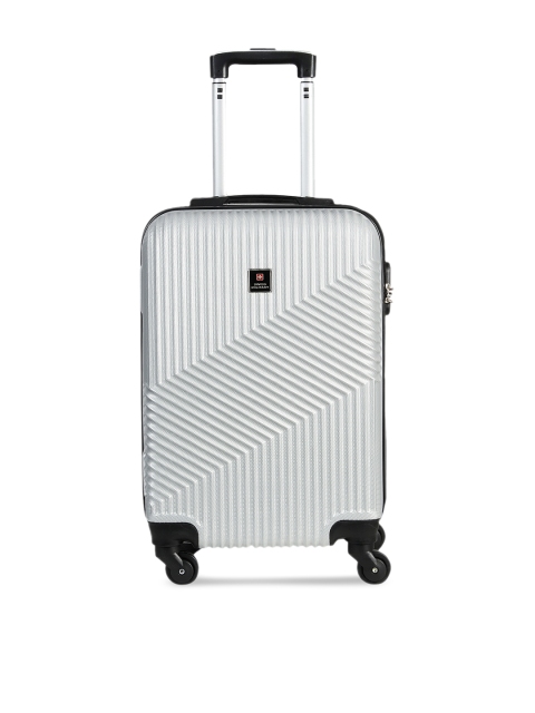 

SWISS MILITARY Unisex Silver-Toned Textured Cabin Trolley Suitcase