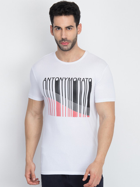

Antony Morato Men White Printed Round Neck T-shirt
