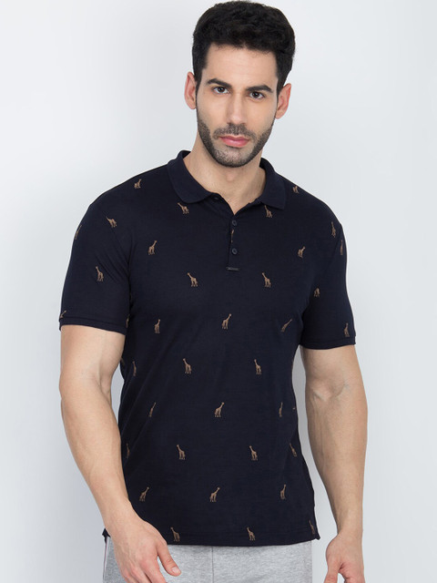 

Antony Morato Men Blue Printed Polo Collar T-shirt