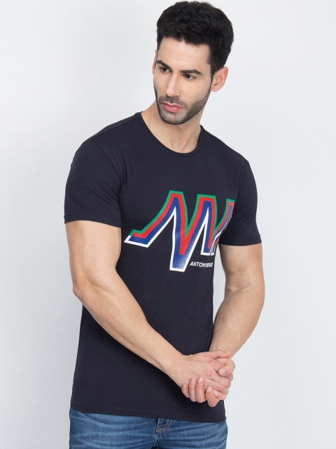 

Antony Morato Men Navy Blue Printed Round Neck T-shirt