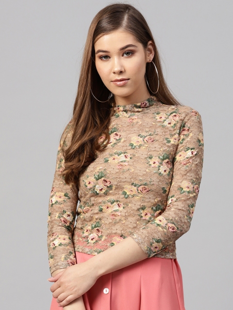 

Kazo Women Beige Floral Design Lace Top