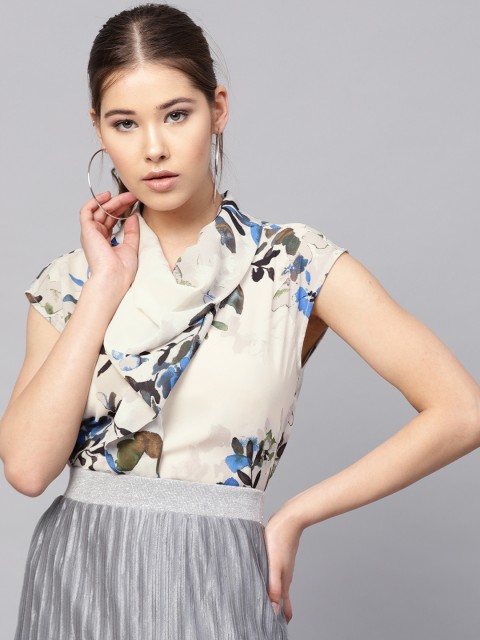 

Kazo Women Off-White & Grey Printed Top