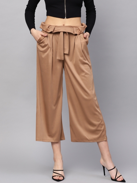 

Kazo Women Brown Loose Fit Solid Culottes