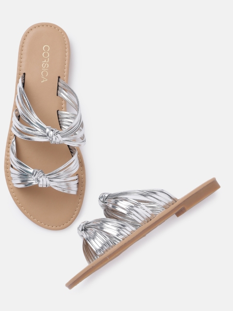 

CORSICA Women Silver-Toned Solid Open Toe Flats