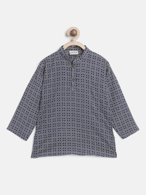 

BownBee Boys Navy Blue & Beige Printed Kurta with Pyjamas