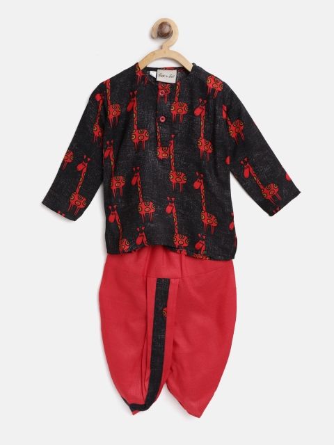 

BownBee Boys Black & Red Printed Kurta with Dhoti Pants