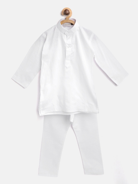 

BownBee Boys White Solid Kurta with Pyjamas