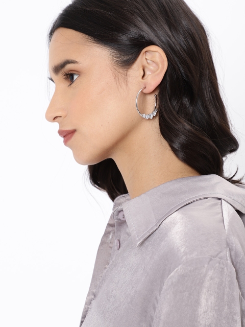 

Ayesha Silver-Toned Circular Half Hoop Earrings