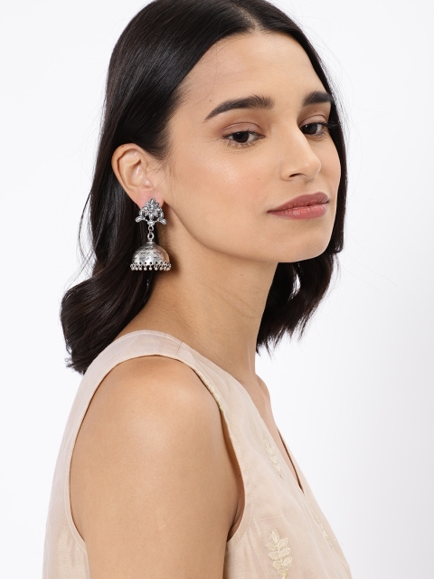 

Ayesha Silver-Toned Dome Shaped Antique Jhumkas
