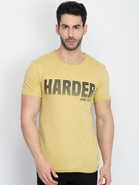 

Antony Morato Men Gold-Coloured Printed Round Neck T-shirt