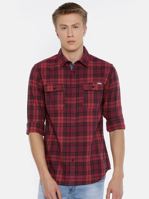 

Jack & Jones Men Red & Black Slim Fit Checked Casual Shirt