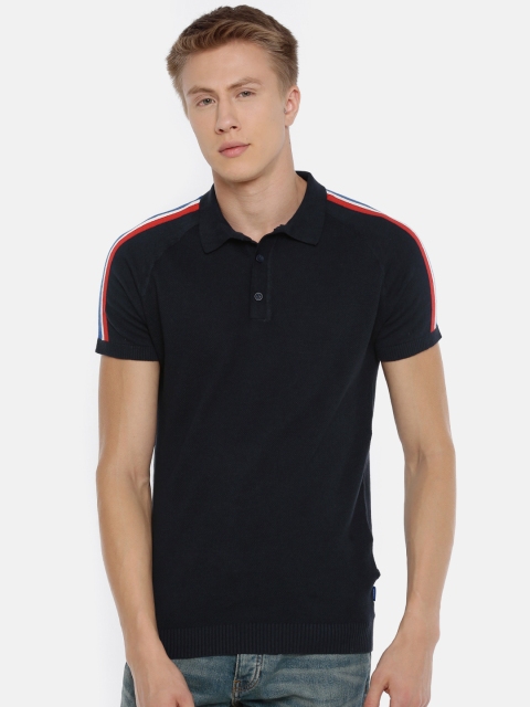 

Jack & Jones Men Navy Blue Solid Polo Collar T-shirt