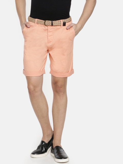 

Jack & Jones Men Peach-Coloured Solid Regular Fit Chino Shorts
