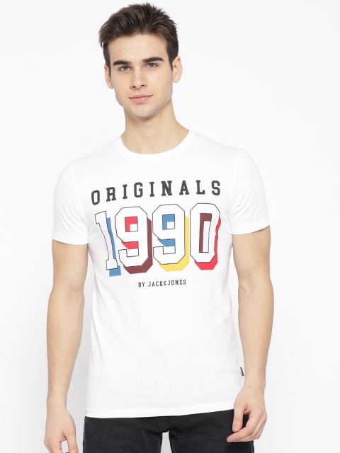 

Jack & Jones Men White Printed Round Neck T-shirt