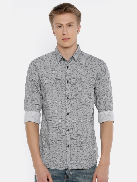 

Jack & Jones Men White & Black Slim Fit Printed Casual Shirt