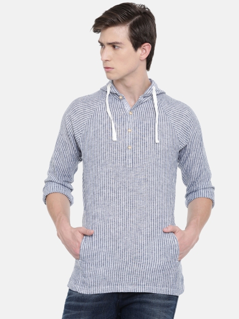 

Jack & Jones Men Blue & White Slim Fit Striped Casual Shirt