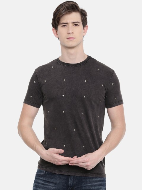 

Jack Jones Men Charcoal Grey Solid Round Neck Pure Cotton T-shirt