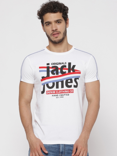 

Jack & Jones Men White Printed Round Neck T-shirt